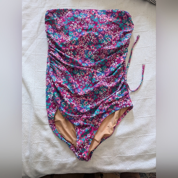 JCrew Factory Ruched Bandeau One Piece - Picture 2 of 5